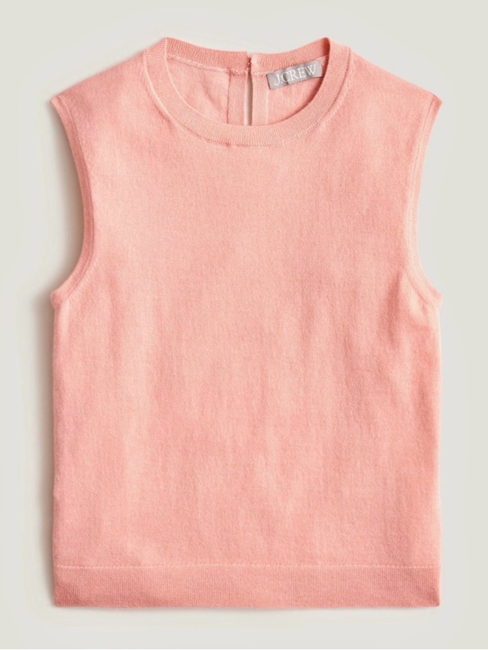 NWT J Crew Featherweight Cashmere-Blend Cropped Sweater Shell - Peach Coral Sz M
